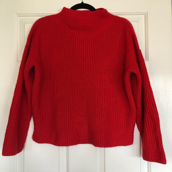 ASOS Red Knit Turtleneck Cozy Sweater Acrylic - Picture 1 of 9